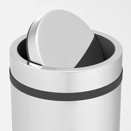 Vinoks Premium Serisi Pratik Döner Kapaklı 45 Litre Mutfak/Banyo Çöp Kovası Paslanmaz Krom, 45l