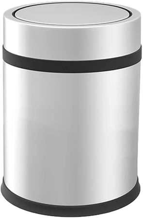 Vinoks Premium Serisi Pratik Döner Kapaklı 5 Litre Mutfak/Banyo Çöp Kovası Paslanmaz Krom, 5l