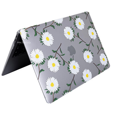 Macbook Air M1 Kılıf 13 inç Kristal Flower01NL (TouchID'li M1 Air) A2337 A2179 A1932 ile Uyumlu