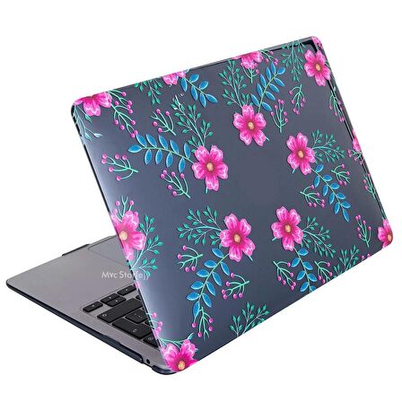 Macbook Air M1 Kılıf 13 inç Kristal Flower01NL (TouchID'li M1 Air) A2337 A2179 A1932 ile Uyumlu