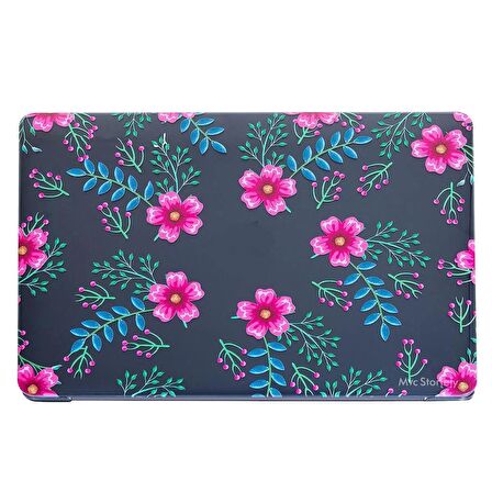 Macbook Air M1 Kılıf 13 inç Kristal Flower01NL (TouchID'li M1 Air) A2337 A2179 A1932 ile Uyumlu