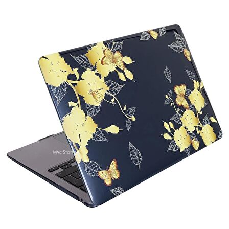 Macbook Air M1 Kılıf 13 inç Kristal Flower01NL (TouchID'li M1 Air) A2337 A2179 A1932 ile Uyumlu