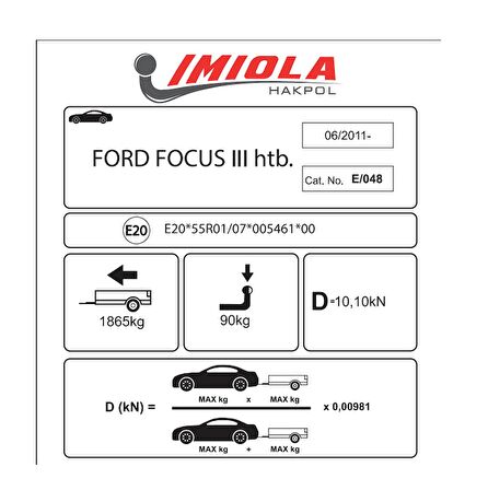 Hakpol Ford Focus III Hatchback 06/2011 Ve Sonrası Çeki Demiri