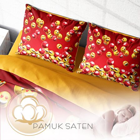 Monohome Emoji 3D Temalı Pamuk Saten Çift Kişilik Nevresim Takımı