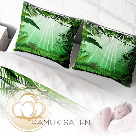 Monohome Green Life Orman Temalı Pamuk Saten Çift Kişilik Nevresim Takımı