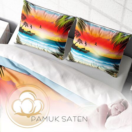 Monohome Gün Batarken Gün Batımı Pamuk Saten Çift Kişilik Nevresim Takımı