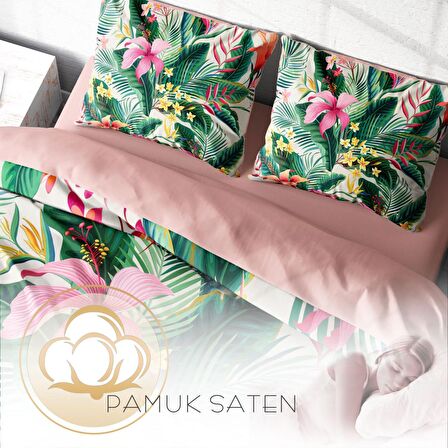 Monohome Lily Çiçekli Pamuk Saten Çift Kişilik Nevresim Takımı