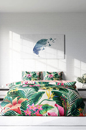 Nevresim Takımı %100 Doğal Pamuk Çift Kişilik 3d Digital Lily