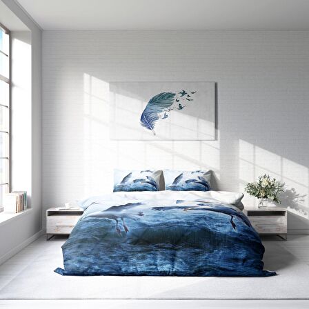 Monohome Martı Hayvan Figürlü Pamuk Saten Çift Kişilik Nevresim Takımı