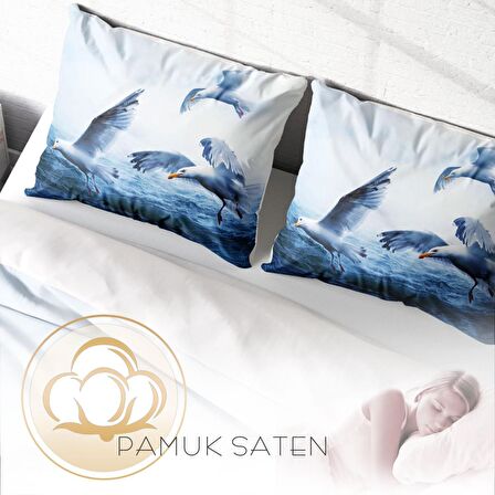 Monohome Martı Hayvan Figürlü Pamuk Saten Çift Kişilik Nevresim Takımı