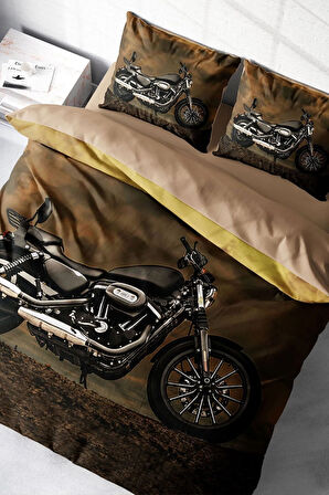 Nevresim Takımı %100 Doğal Pamuk Çift Kişilik 3d Digital Motorcycles