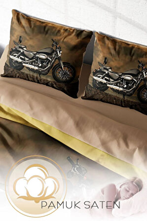 Nevresim Takımı %100 Doğal Pamuk Çift Kişilik 3d Digital Motorcycles
