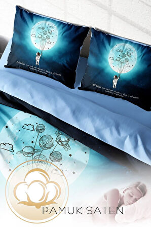 Nevresim Takımı %100 Doğal Pamuk Saten Özel Dokuma Çift Kişilik 3d Digital Gece Mottom