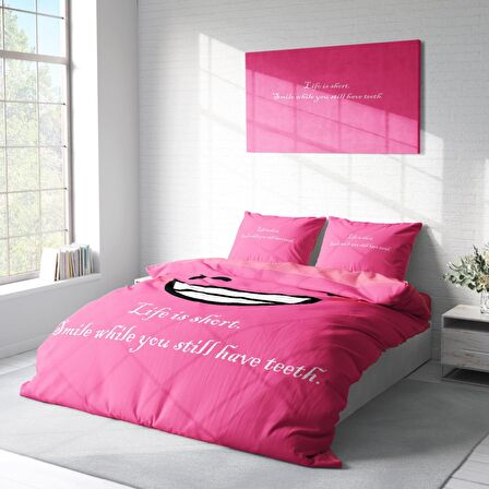 Monohome Smile Mottom 3D Temalı Pamuk Saten Çift Kişilik Nevresim Takımı