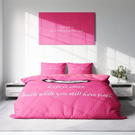 Monohome Smile Mottom 3D Temalı Pamuk Saten Çift Kişilik Nevresim Takımı