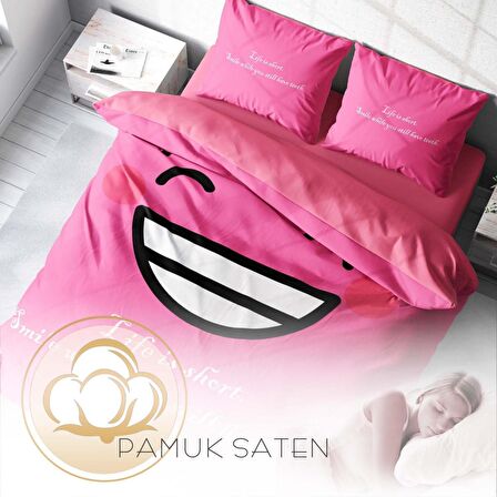 Monohome Smile Mottom 3D Temalı Pamuk Saten Çift Kişilik Nevresim Takımı