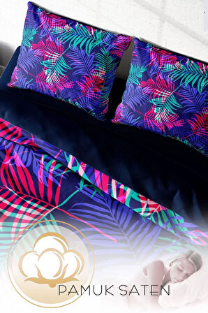 Nevresim Takımı %100 Doğal Pamuk Çift Kişilik 3d Digital Palm Color