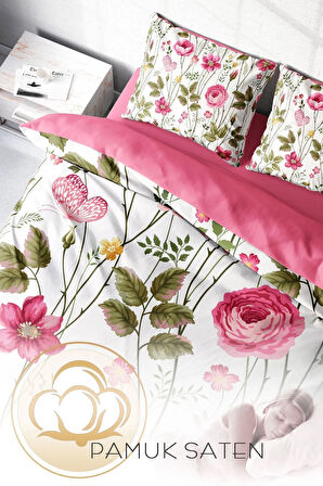 Nevresim Takımı %100 Doğal Pamuk Çift Kişilik 3d Digital Relax Flower