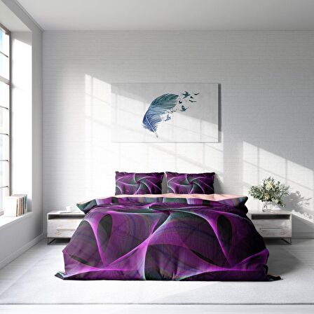 Monohome Mandala 3 3D Temalı Pamuk Saten Çift Kişilik Nevresim Takımı
