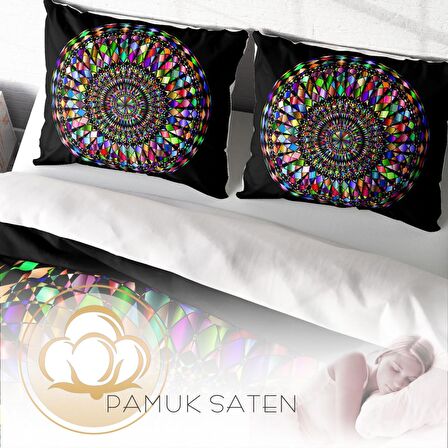 Monohome Mandala 4 3D Temalı Pamuk Saten Çift Kişilik Nevresim Takımı