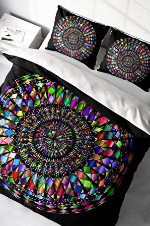 Nevresim Takımı %100 Doğal Pamuk Çift Kişilik 3d Digital Mandala 4