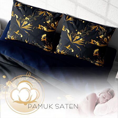 Monohome Gold Leaf Yapraklı Pamuk Saten Çift Kişilik Nevresim Takımı