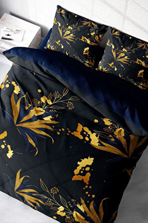 Nevresim Takımı %100 Doğal Pamuk Çift Kişilik 3d Digital Gold Leaf