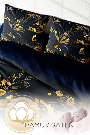 Nevresim Takımı %100 Doğal Pamuk Çift Kişilik 3d Digital Gold Leaf