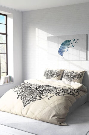 Nevresim Takımı %100 Doğal Pamuk Çift Kişilik 3d Digital Gray Lines