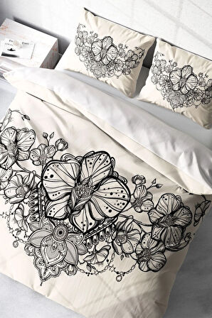 Nevresim Takımı %100 Doğal Pamuk Çift Kişilik 3d Digital Gray Lines