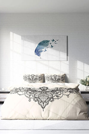 Nevresim Takımı %100 Doğal Pamuk Çift Kişilik 3d Digital Gray Lines