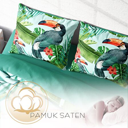 Monohome Birdie 3D Temalı Pamuk Saten Çift Kişilik Nevresim Takımı