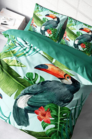 Nevresim Takımı %100 Doğal Pamuk Çift Kişilik 3d Digital Birdie