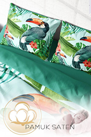 Nevresim Takımı %100 Doğal Pamuk Çift Kişilik 3d Digital Birdie
