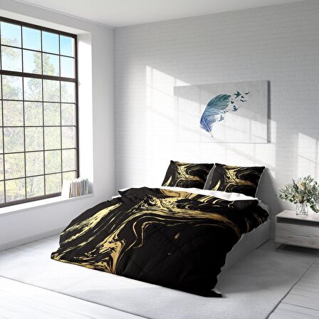 Monohome Black Design 3D Temalı Pamuk Saten Çift Kişilik Nevresim Takımı