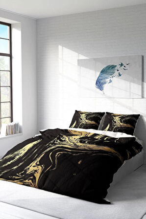 Nevresim Takımı %100 Doğal Pamuk Çift Kişilik 3d Digital Black Design