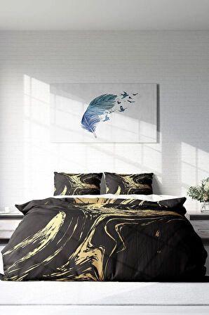 Nevresim Takımı %100 Doğal Pamuk Çift Kişilik 3d Digital Black Design