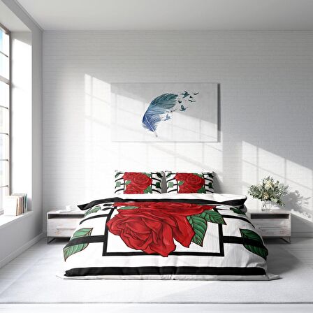 Monohome Rose Box Çiçekli Pamuk Saten Çift Kişilik Nevresim Takımı