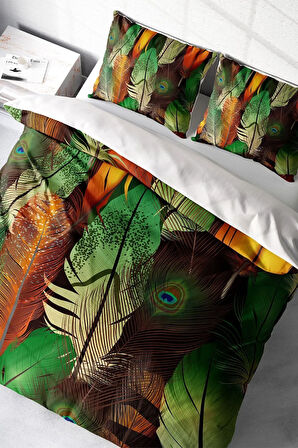 Nevresim Takımı %100 Doğal Pamuk Çift Kişilik 3d Digital Yeşil Orman