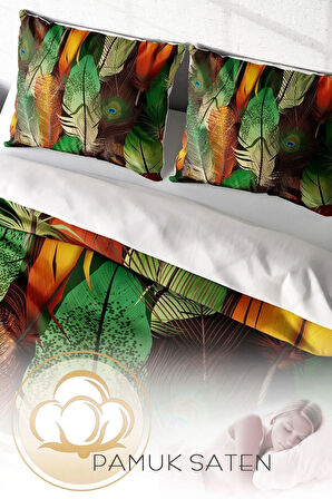 Nevresim Takımı %100 Doğal Pamuk Çift Kişilik 3d Digital Yeşil Orman