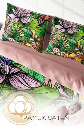 Nevresim Takımı %100 Doğal Pamuk Çift Kişilik 3d Digital Renkli Orman