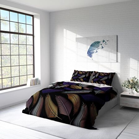 Monohome Color Leaf Yapraklı Pamuk Saten Çift Kişilik Nevresim Takımı