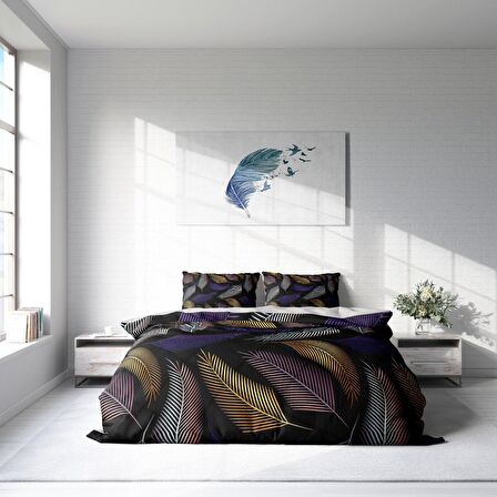 Monohome Color Leaf Yapraklı Pamuk Saten Çift Kişilik Nevresim Takımı
