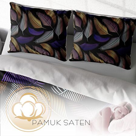 Monohome Color Leaf Yapraklı Pamuk Saten Çift Kişilik Nevresim Takımı