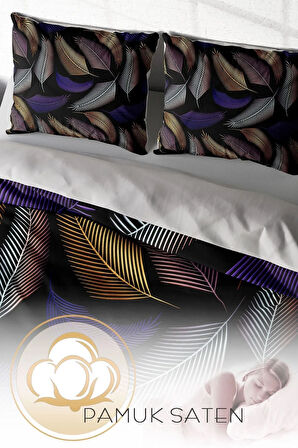 Nevresim Takımı %100 Doğal Pamuk Çift Kişilik 3d Digital Color Leaf