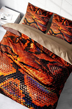 Nevresim Takımı %100 Doğal Pamuk Çift Kişilik 3d Digital Snakecharmer