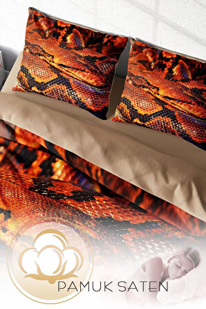 Nevresim Takımı %100 Doğal Pamuk Çift Kişilik 3d Digital Snakecharmer