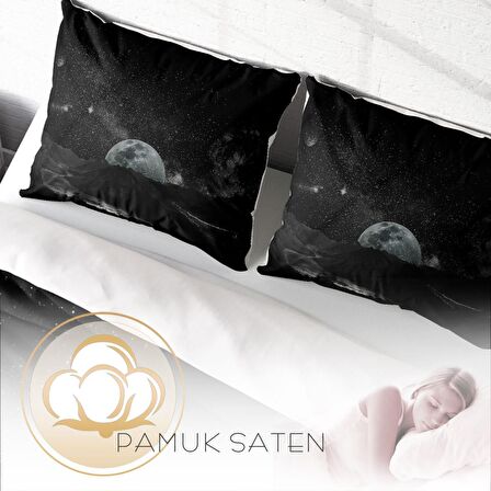 Monohome Dark Moon Dolunay Temalı Pamuk Saten Çift Kişilik Nevresim Takımı