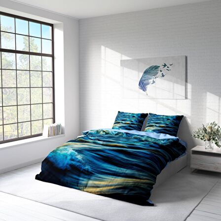 Monohome Wavy Sea 3D Temalı Pamuk Saten Çift Kişilik Nevresim Takımı