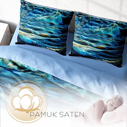Monohome Wavy Sea 3D Temalı Pamuk Saten Çift Kişilik Nevresim Takımı
